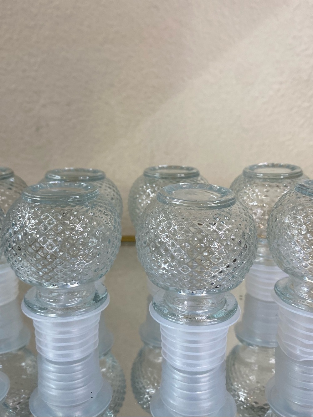 Clear Glass Textured Bottle Stopper - Set of 8 Decorative Stoppers